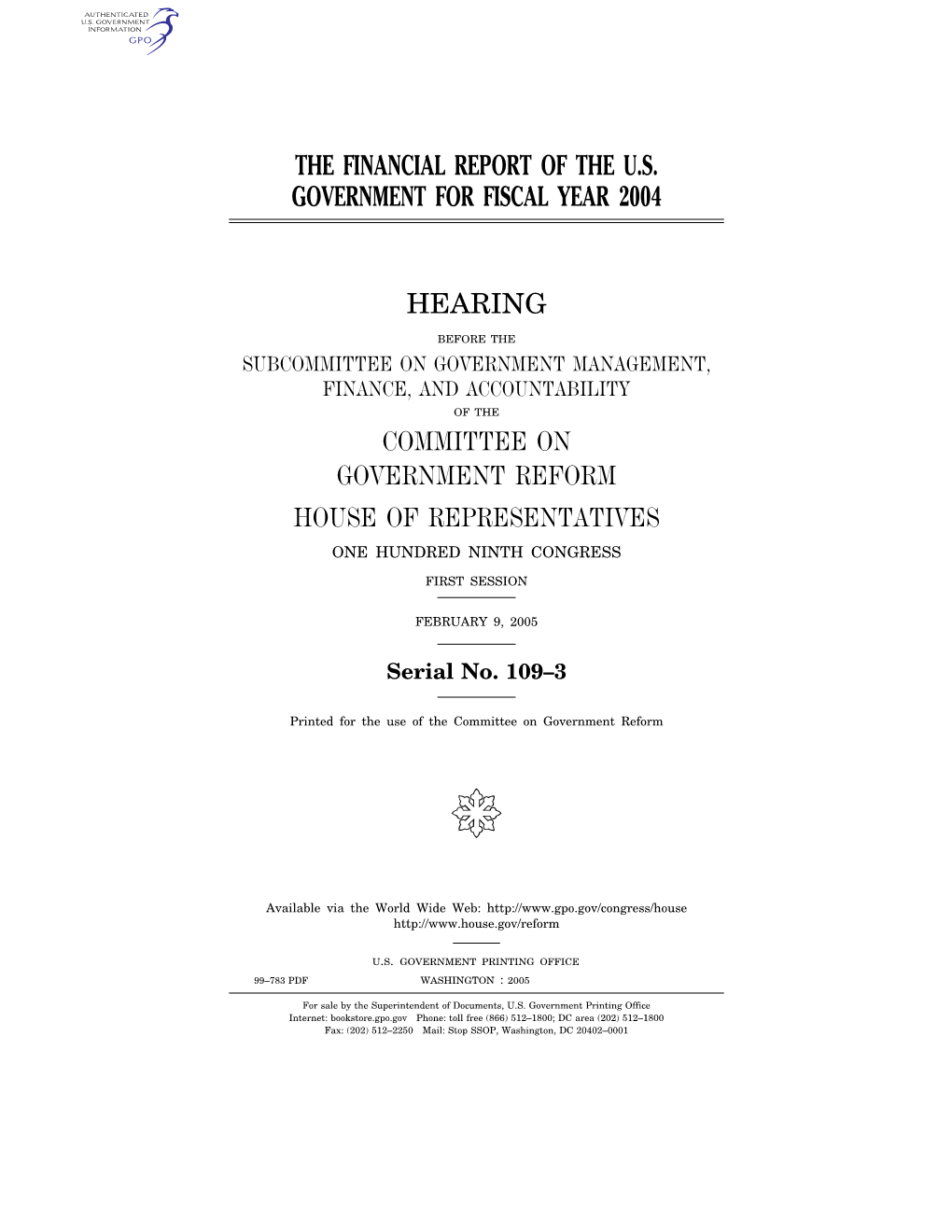 The Financial Report of the Us Government for Fiscal