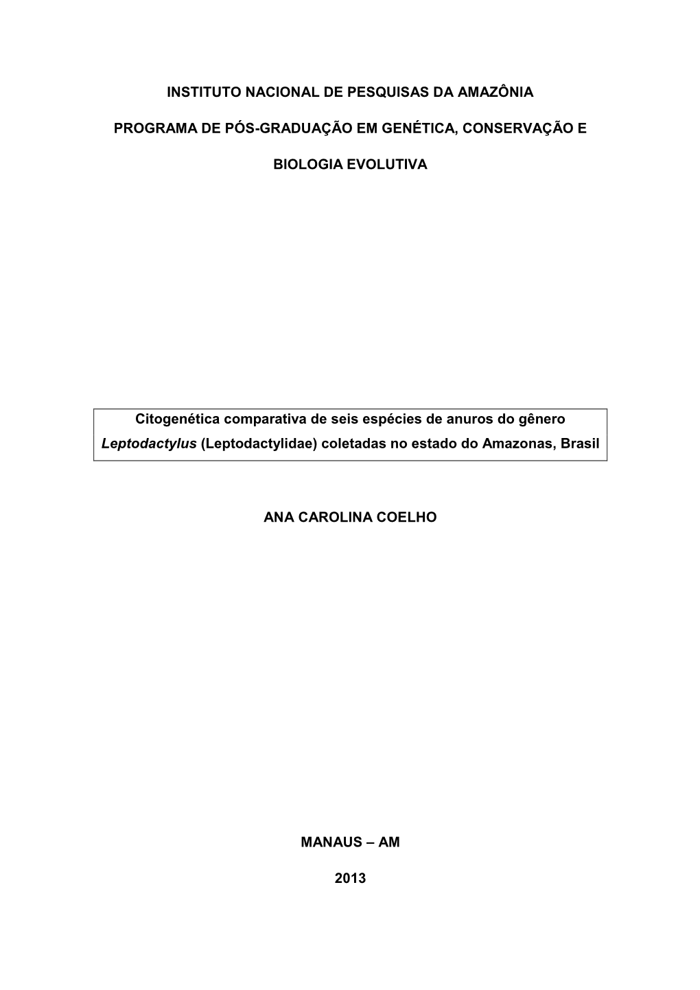 Instituto Nacional De Pesquisas Da Amazônia