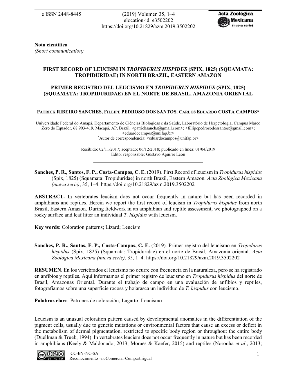 E ISSN 2448-8445 (2019) Volumen 35, 1–4 Elocation-Id: E3502202