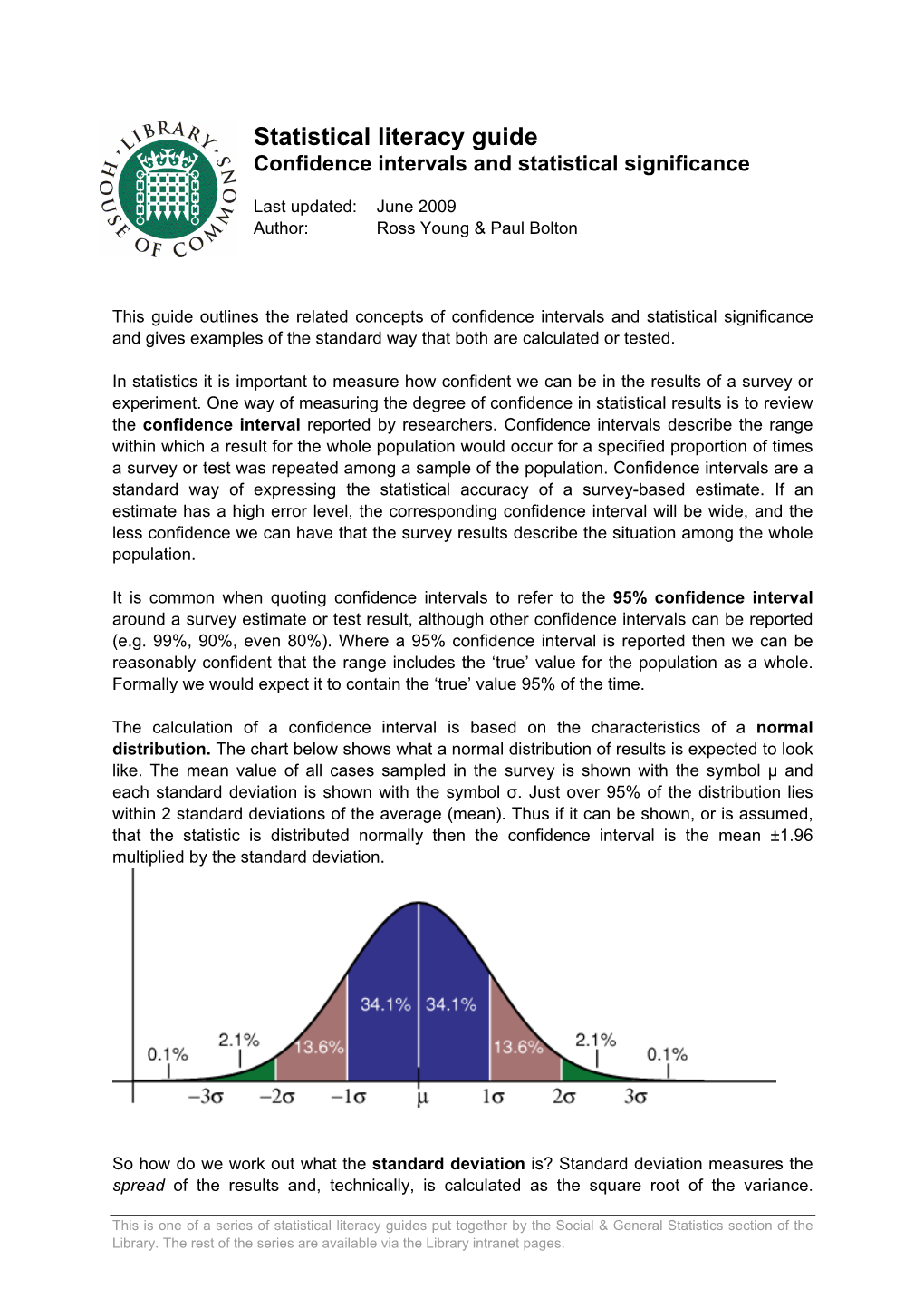 Confidence Intervals and Statistical Significance -Statistical Literacy Guide