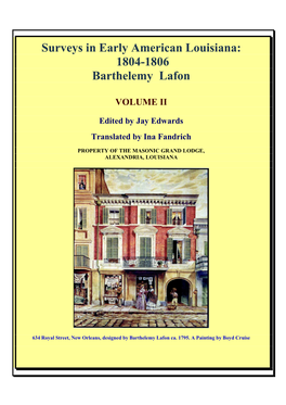 Surveys in Early American Louisiana: 1804-1806 Barthelemy Lafon