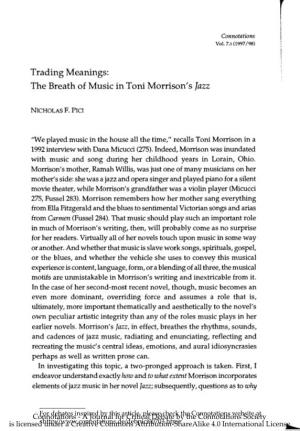 Trading Meanings: the Breath of Music in Toni Morrison's Jazz
