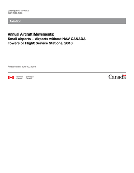 Annual Aircraft Movements: Small Airports – Airports Without NAV CANADA Towers Or Flight Service Stations, 2018