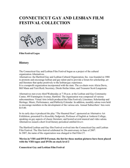 Connecticut Gay and Lesbian Film Festival Collection, 1988-2007