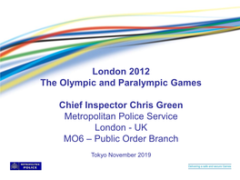London 2012 the Olympic and Paralympic Games Chief Inspector