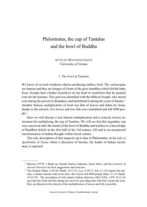 Philostratus, the Cup of Tantalus and the Bowl of Buddha