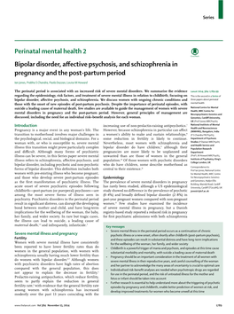 Bipolar Disorder, Affective Psychosis, and Schizophrenia in Pregnancy