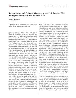 Race-Making and Colonial Violence in the U.S. Empire: the Philippine-American War As Race War