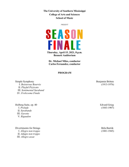 Season Finale 2021 Program Complete