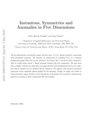 Instantons, Symmetries and Anomalies in Five Dimensions