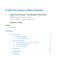 A Fatty Liver Study on Mus Musculus