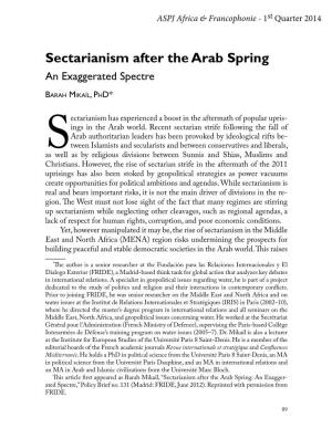 Sectarianism After the Arab Spring an Exaggerated Spectre