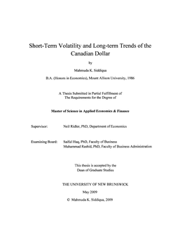 Short-Term Volatility and Long-Term Trends of the Canadian Dollar