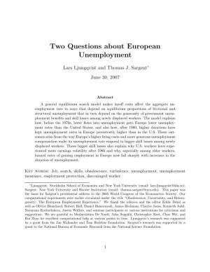 Two Questions About European Unemployment