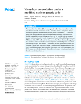 Virus-Host Co-Evolution Under a Modified Nuclear Genetic Code