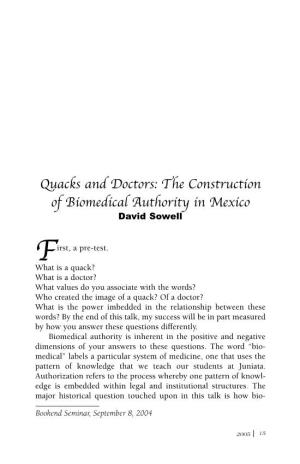 The Construction of Biomedical Authority in Mexico David Sowell