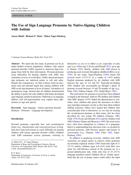The Use of Sign Language Pronouns by Native-Signing Children with Autism