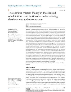 The Somatic Marker Theory in the Context of Addiction: Contributions to Understanding Development and Maintenance