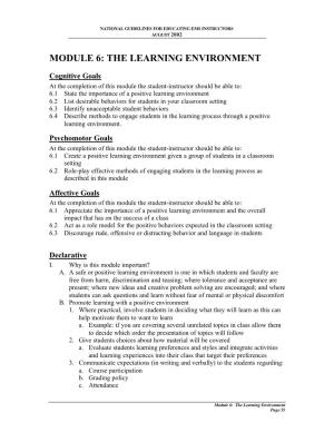 The Learning Environment
