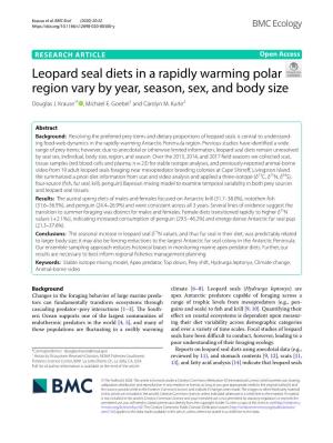 Leopard Seal Diets in a Rapidly Warming Polar Region Vary by Year, Season, Sex, and Body Size Douglas J
