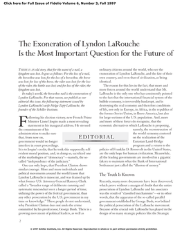 The Exoneration of Lyndon Larouche Is the Most Important Question for the Future of the United States