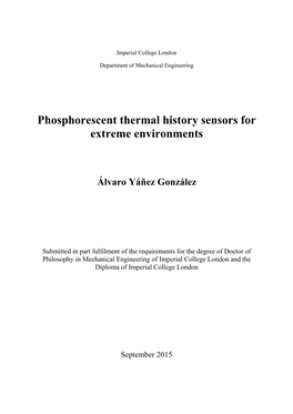 Phosphorescent Thermal History Sensors for Extreme Environments