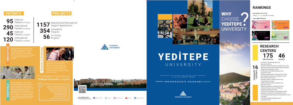 YEDİTEPE Patents (Pending) ? 290 Completed UNIVERSITY National 354 Projects 45 Patents (Granted) On-Going International 56 Projects 120 Patents (Granted)