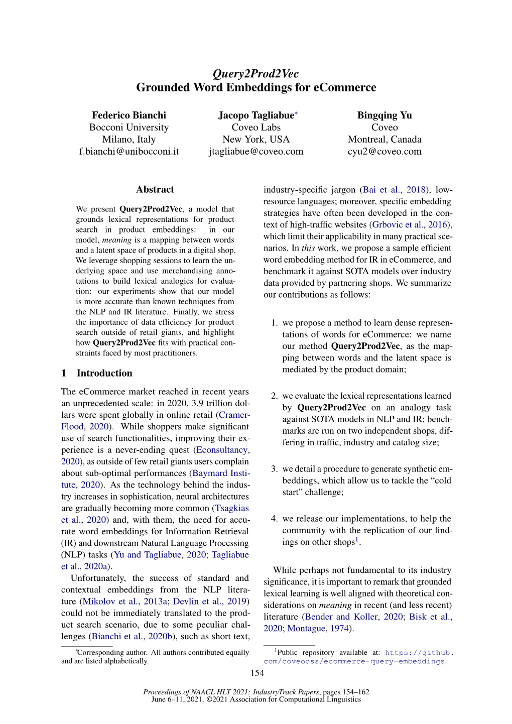 Query2prod2vec: Grounded Word Embeddings for Ecommerce