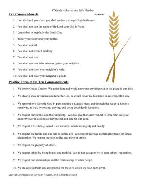 Ten Commandments Positive Form of the Ten Commandments