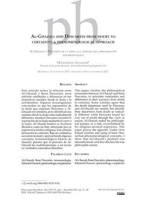 Al-Ghazali and Descartes from Doubt to Certainty: a Phenomenological Approach
