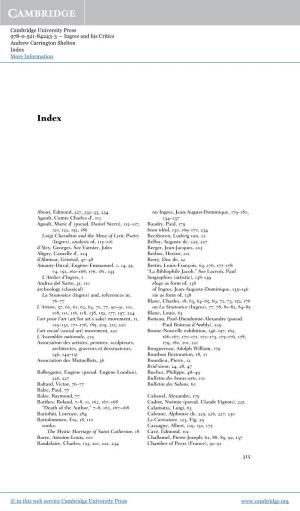 Cambridge University Press 978-0-521-84243-3 — Ingres and His Critics Andrew Carrington Shelton Index More Information
