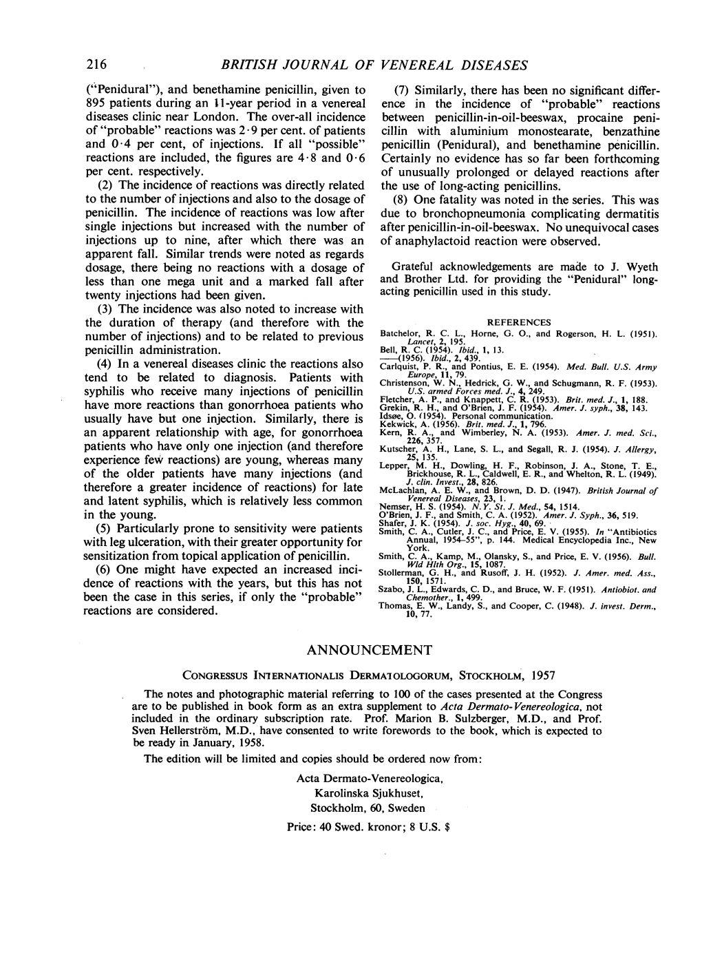 BRITISH JOURNAL of VENEREAL DISEASES Usually Have but One Injection. Similarly, There Is of the Older Patients Have Many Injecti