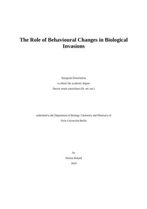 The Role of Behavioural Changes in Biological Invasions