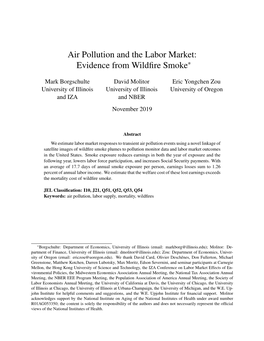 Air Pollution and the Labor Market: Evidence from Wildﬁre Smoke*