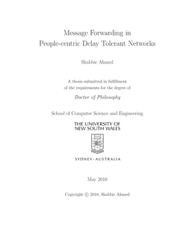 Message Forwarding in People-Centric Delay Tolerant Networks