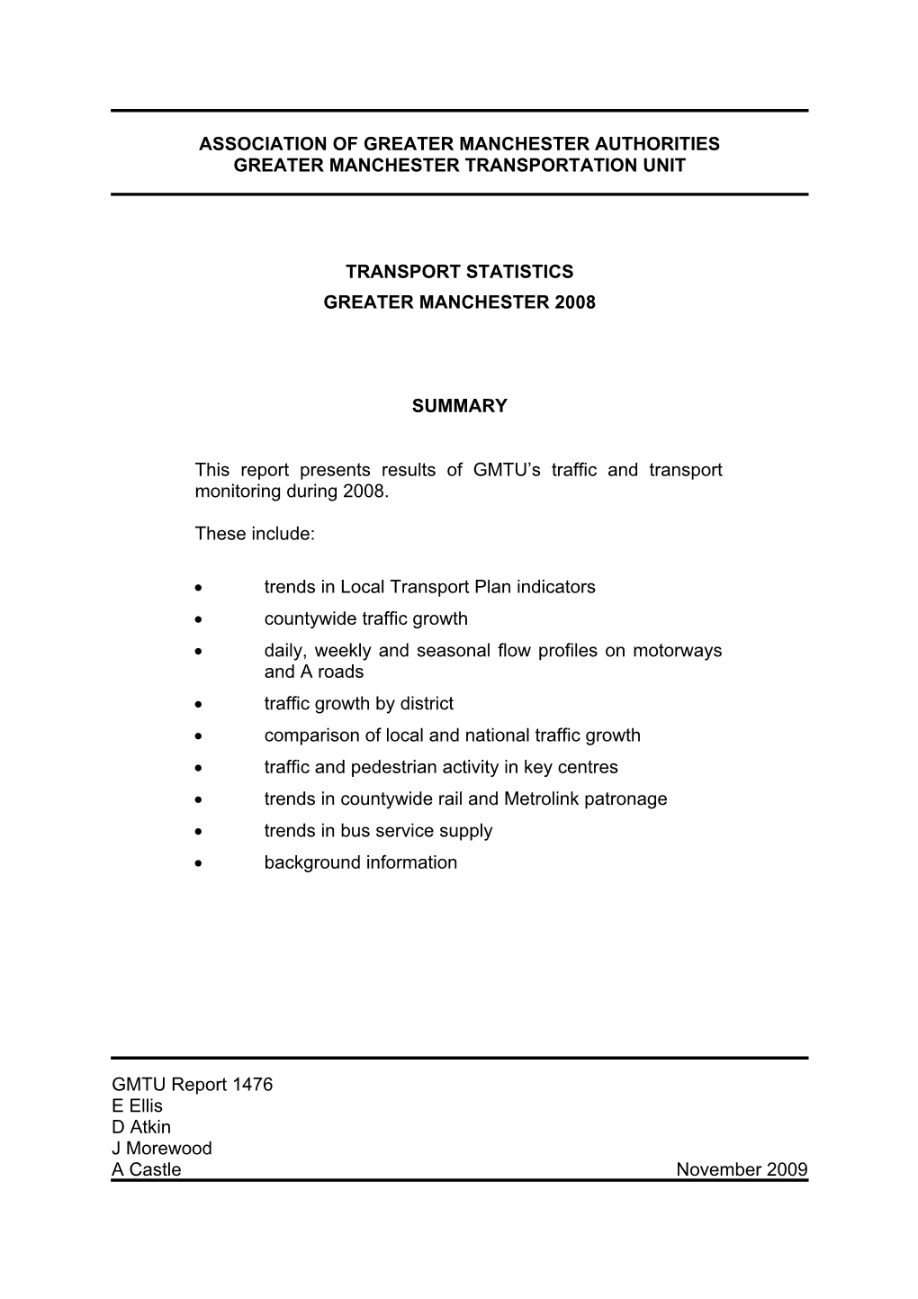 Greater Manchester Transport Statistics 2008 FULL