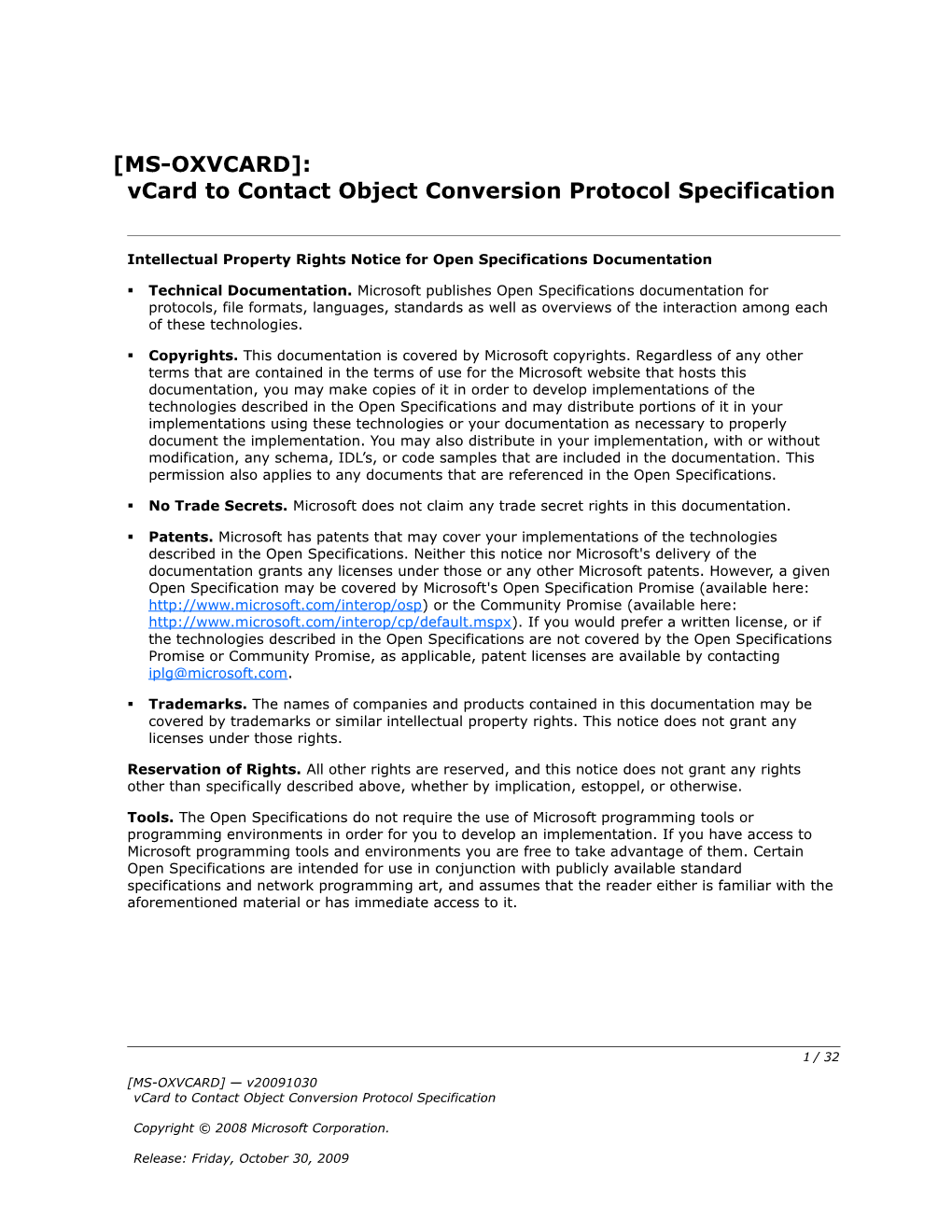 Intellectual Property Rights Notice for Open Specifications Documentation s98