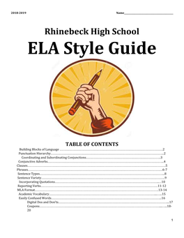 ELA Style Guide 2018-19