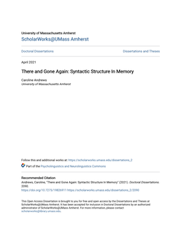 Syntactic Structure in Memory
