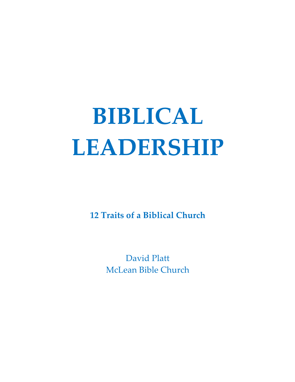 Biblical Leadership