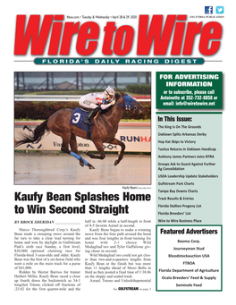 Kaufy Bean Splashes Home to Win Second Straight