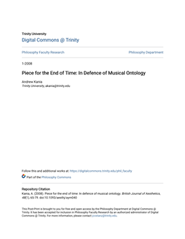 Piece for the End of Time: in Defence of Musical Ontology