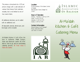 Al-Ma'idah Kitchen & Café Catering Menu