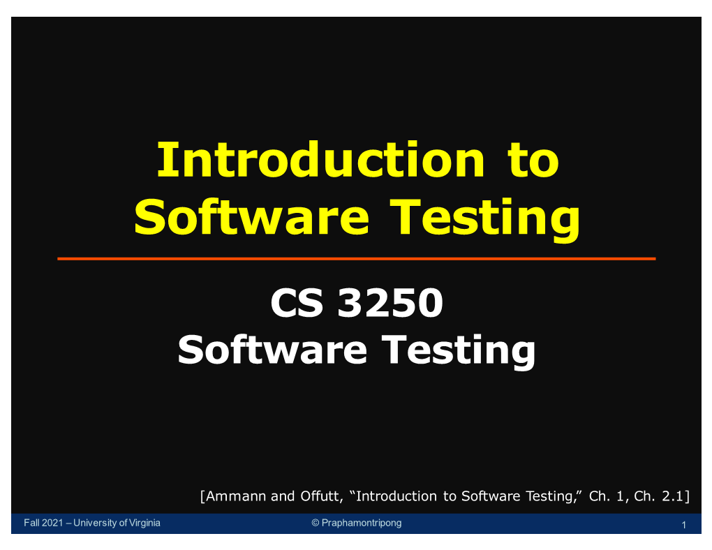 Intro to Software Testing