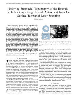 Inferring Subglacial Topography of the Emerald Icefalls (King George Island, Antarctica) from Ice Surface Terrestrial Laser Scanning Michal Petlicki