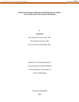 Surveying Public Opinion in Transitional China: an Examination of Survey Response