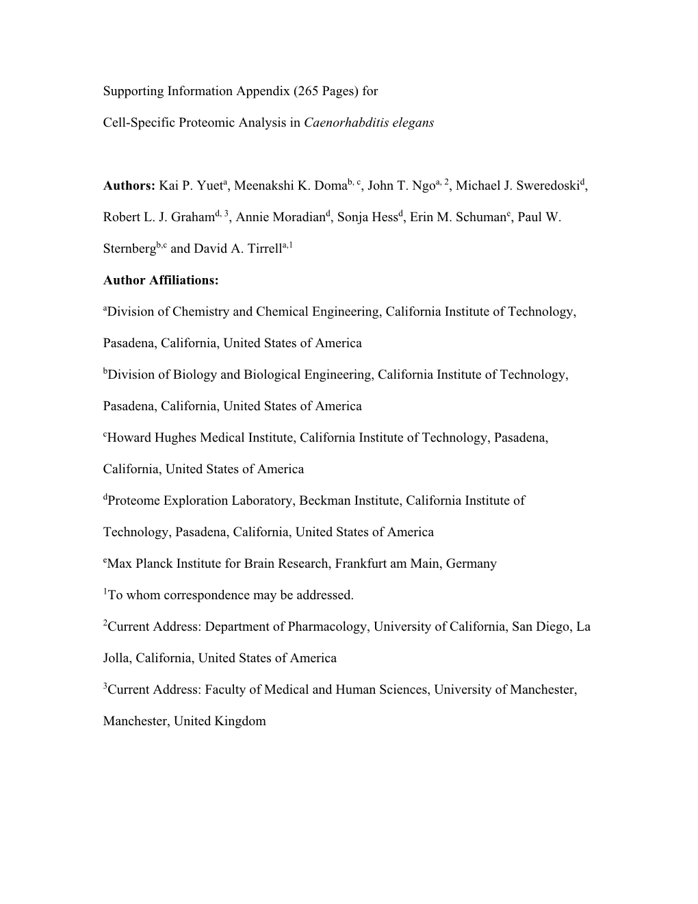 Cell-Specific Proteomic Analysis in Caenorhabditis Elegans