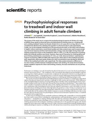 Psychophysiological Responses to Treadwall and Indoor Wall Climbing