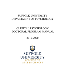 Suffolk University Department of Psychology Clinical Psychology Doctoral Program Manual 2019-2020