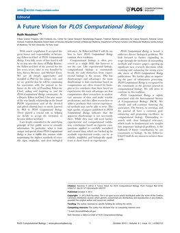 A Future Vision for PLOS Computational Biology